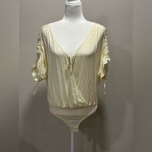 Free People Cream Blouse With Snaps Size Small